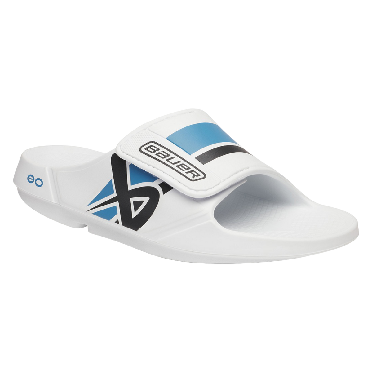 S25 BAUER OOFOS SPORT FLEX SLIDE JUNIOR WHITE/BLUE